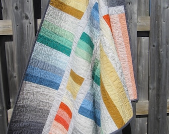 Modern quilt - custom quilt - patchwork quilt - homemade quilt - twin quilt - lap quilt - gender neutral quilt - rainbow quilt
