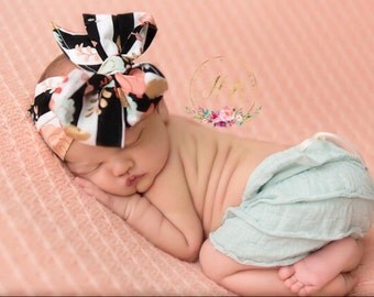 FANCY FLORAL Gorgeous Wrap- headwrap; fabric head wrap; floral head wrap; newborn headband; baby headband; toddler headband; baby headwrap