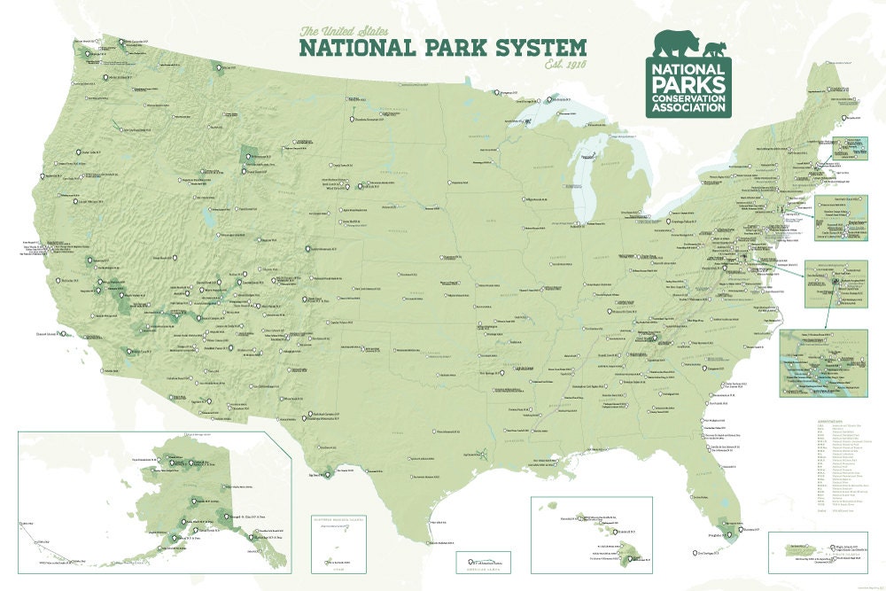 NPCA National Park System Map 24x36 Poster