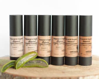 SAMPLE of 2 Shades, Organic Liquid Foudation, Botanical, Aloe Based, Nourishing, Vegan, Non GM0, Gluten Free, Cruelty Free