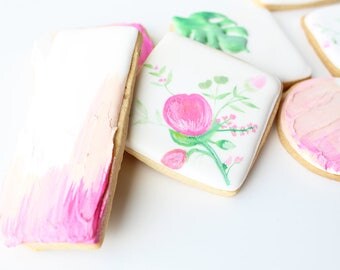 Sugar Cookies, Assortment of Flower Cookies, Royal Icing Cookies, Flower Cookies, Decorated Cookies, Watercolor Cookies, Painted Cookies