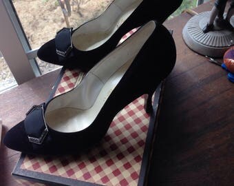 Reserved Do NOT Buy 50's black suede pumps, Delmanette, size 7A