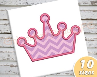 Crown Applique Design - 10 sizes - Machine Embroidery Design File
