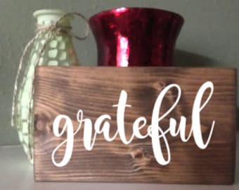 Be Grateful, Grateful Sign, Small Grateful, Wall Decor, Wooden Letter Blocks, Mini Sign, Thanksgiving Decor, Fall Decor, Rustic Wood Sign