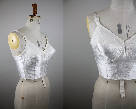 1950s Long Line Bullet Bra Vintage Longline Bra 50s Satin 