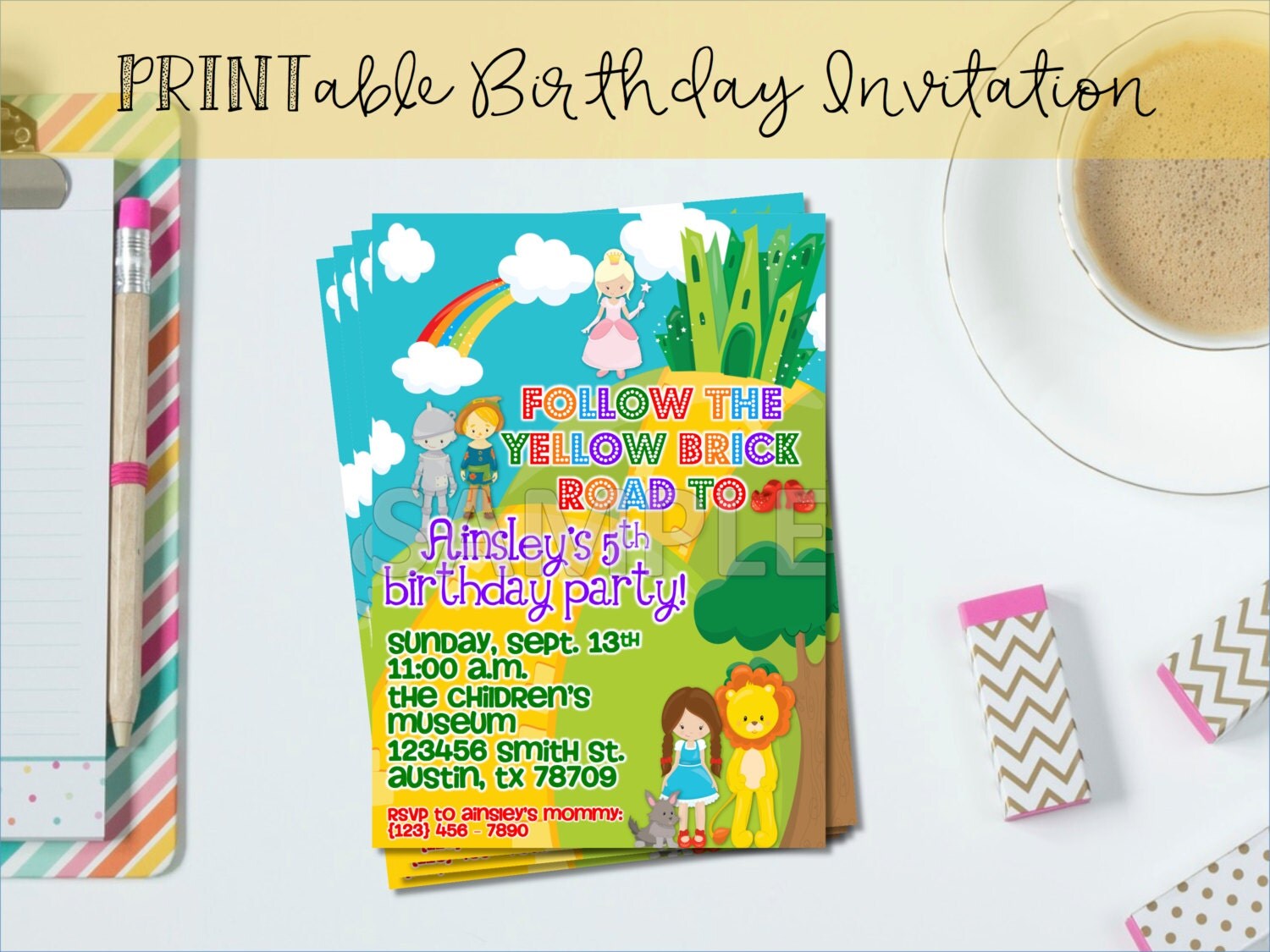 Wizard of Oz Birthday Party Invitation Printable by SimplyPRINTly
