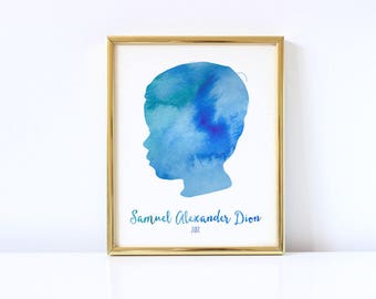 Custom Silhouette, Custom Silhouette Portrait, Mother's Day Gift, Grandparent Gift, Custom Child Silhouette, 8x10 Printable