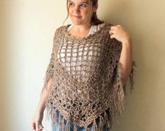 Crochet Poncho Pattern, boho beach poncho pattern, crochet summer poncho pattern, fringe poncho pattern, summer crochet beachwear pattern