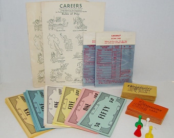 Vintage Careers Game Pieces Play Paper Money Magic Slate Pads, Prop Money, Career Game Parker Brothers Game, Game Decor, Craft Supplies
