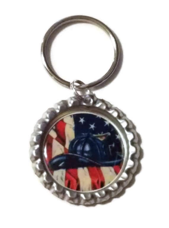 American Firefighter Keychain Firefighter by CleverCreationsByMe