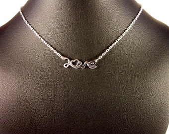 Sterling Silver LOVE Choker Necklace - #455