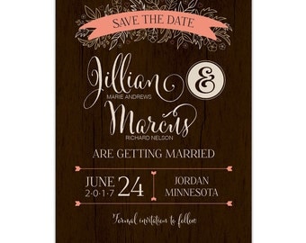 Rustic Romance Save the Date --- Printable ---- Card | Envelope
