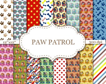 PAW PATROL digital paper Paw patrol digital papers Paw patrol scrapbook Paw patrol paper Paw patrol birthday Instant download 12"x12" #P175