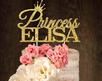 Custom cake topper, princess cake topper, glitter cake topper