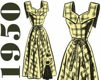 1950 Sundress Pattern Full Skirt Dress MAIL ORDER 9322 bust 34" FF Marian Martin Pattern Rockabilly Dress Summer Dress 1950s Dress Pattern