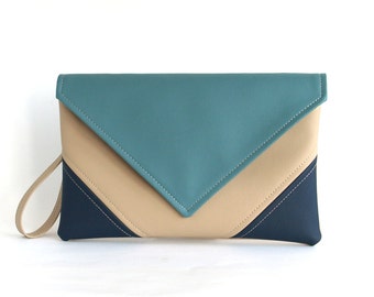 Navy clutch bag envelope Blue clutch purse Vegan leather handbag Evening bag Bridesmaid clutch Vegan bag Evening clutch Gift for her Handbag