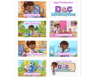 8 PERSONALIZED Doc McStuffins Stickers, Birthday Party Favors, Labels, Custom made