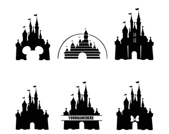 Disney Castle SVG Disney Castle Silhouette Clipart DXF Vector Monogram Cricut Silhouette Cameo