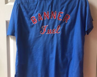 Vintage Hilton Banner Fuel bowling shirt top womens 35 USA made pocket
