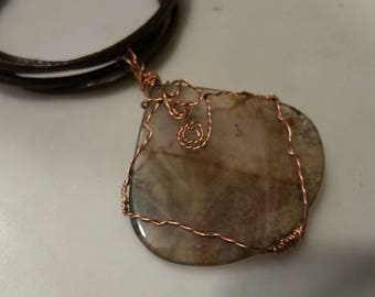 Moss Agate Wire Wrapped Necklace