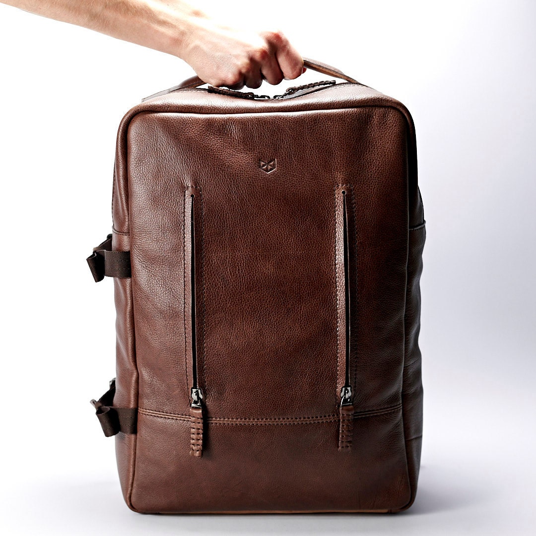Brown Leather Backpack rucksack 13 inch laptop backpack
