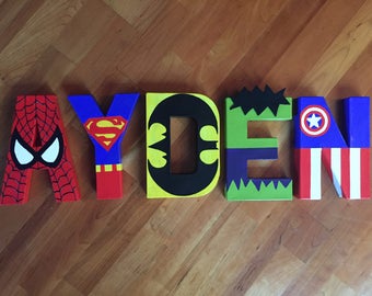 8" Superhero Letters Batman Superman Captain America Hulk Flash Thor Spiderman Robin Wolverine Aquaman Captain Cold Green Lantern Cyclops