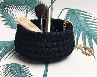 Crochet Basket. Black Basket. Macrame Basket. Storage Basket. Black Decor. Makeup Organizer. Bathroom Decor. Nursery Decor. Handmade