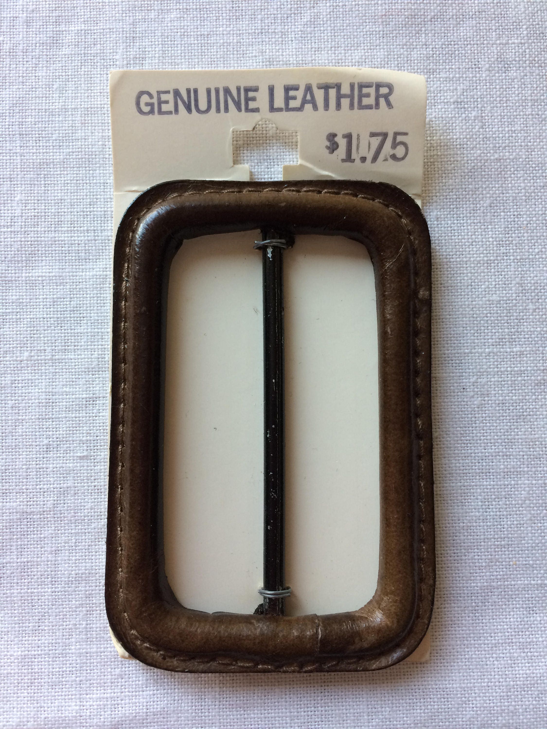 Vintage New Brown Leather Belt Buckle 13/4" wide by Life Sewing