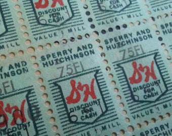 S & H Green Stamp book Vintage paper cash discount stamps grocery store premium 1950s Sperry Hutchinson Co scrapbooking ephemera full book