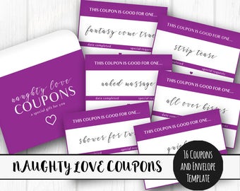 Printable Naughty Love Coupons, Instant Download, Adult Love Tokens, Love Vouchers, Printable Valentines Gift, Love IOU's, Gift for Him