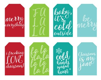 PRINTABLE Christmas Holiday Gift Tags - Fun Sayings - Holiday Gift Giving - Stickers