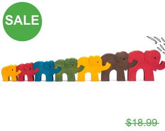 Jigsaw Puzzle Elephants, Educational Toy for Kids, Montessori Toy, Wooden Puzzle, Brain Teaser, Handmade Toy, Toddler Gift, Christmas Gift
