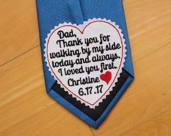 Father of the Bride Tie Patch, tie label - 3" wide, wedding gift for dad, Beautiful Monogrammed Tie Patches. Father of the Bride Gift. TLH3