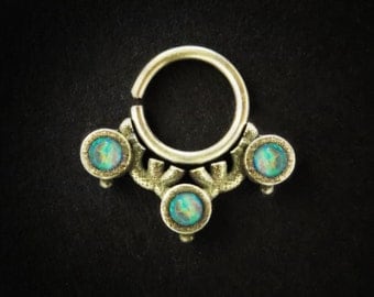 septum nose ring, opal septum, 20g daith hoop, 16g hoop nose ring, opal septum, 16g nose ring, rose gold nose ring, 18g septum ring, Septum