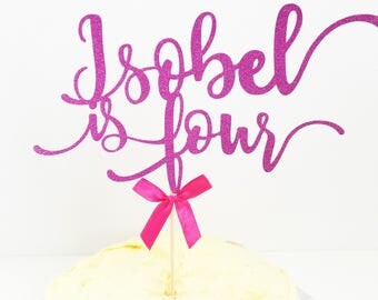 Name Cake Topper, Personalised, Custom Age and Colour, Birthday Party Cake Decor, Glitter Topper, Birthday Party Decorations