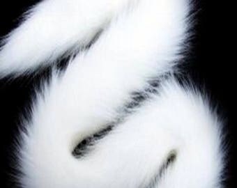 Faux Fur White Super Long Fox / Dog Tail Butt Plug Metal Anal Fetish