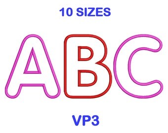 Applique Embroidery Font Set - 10 Size - VP3 Format Embroidery Alphabet - Embroidery Letters - Machine Embroidery Designs Patterns