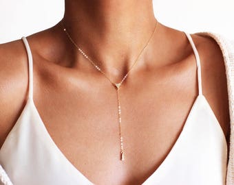 Lariat Necklace, Gold Lariat Necklace, Lariat Drop Necklace, Y Necklace, Minimal Y, Gold Drop Necklace, Y layering Necklace, Lariat Gold