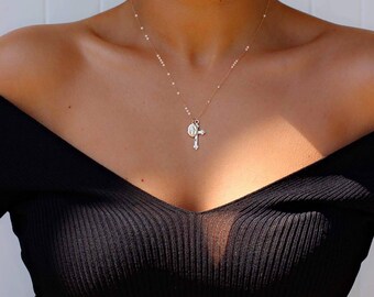 Vintage Cross Necklace, Virgin Mary Cross Necklace, Mary Necklace, Gold Mary Cross Necklace, Virgin Mary Necklace, Cross Necklace