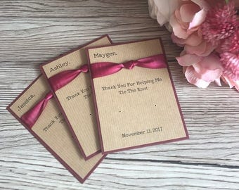Thank you for helping me tie the knot, personalised earring cards, ideal wedding party gifts, bridesmaid gift, bridal party thank you gift