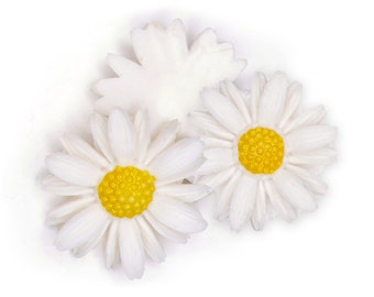 Vintage Daisy Flower Cabochon, aceteloid flat back, 1960s, Japan - 26 mm - 6 pcs - C66-6