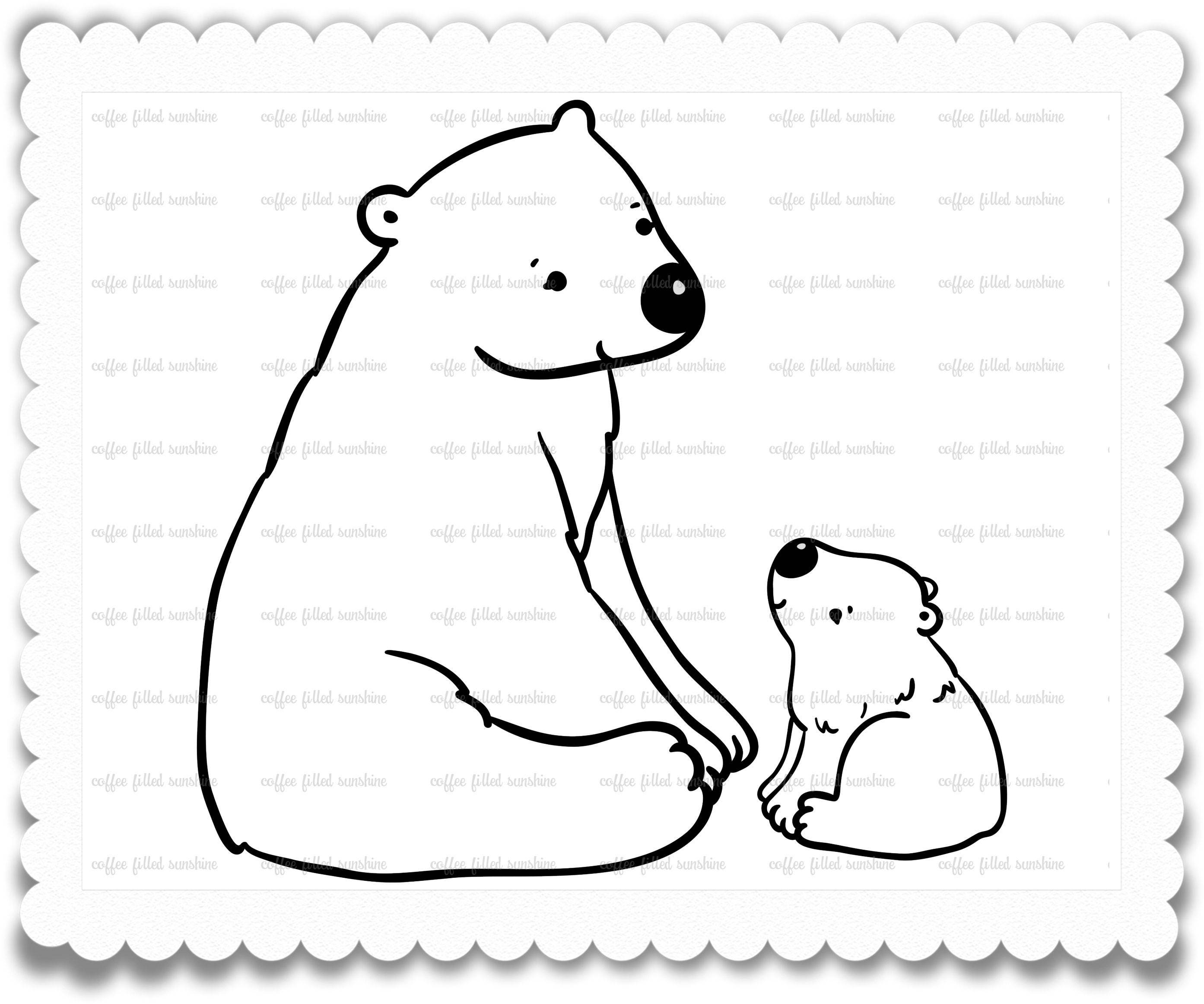 Download Digital POLAR BEAR, Clip Art, Mama and Baby, Momma Polar Bear, Baby Bear, Gifts for Mom, Instant ...
