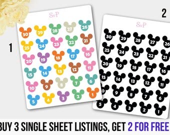 Disney Countdown, Countdown Stickers, Cartoon Stickers, Erin Condren, Filofax, Planner Stickers