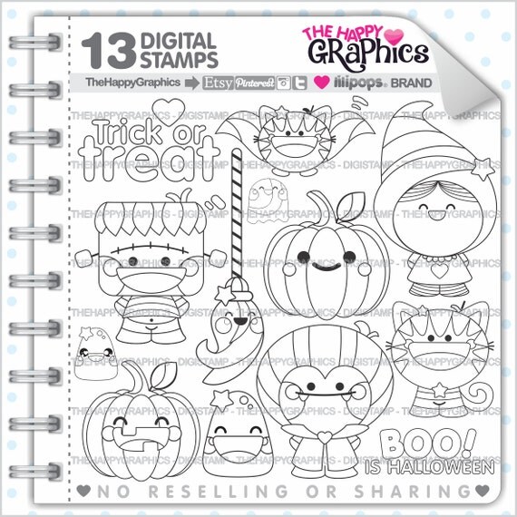 Halloween Stamp COMMERCIAL USE Digi Digital Image