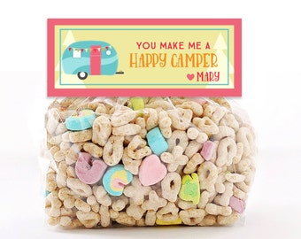 Personalized Bag Topper You Make Me a Happy Camper Valentine Party Favor, Valentine Party Favor Topper, Valentine Camper Favor