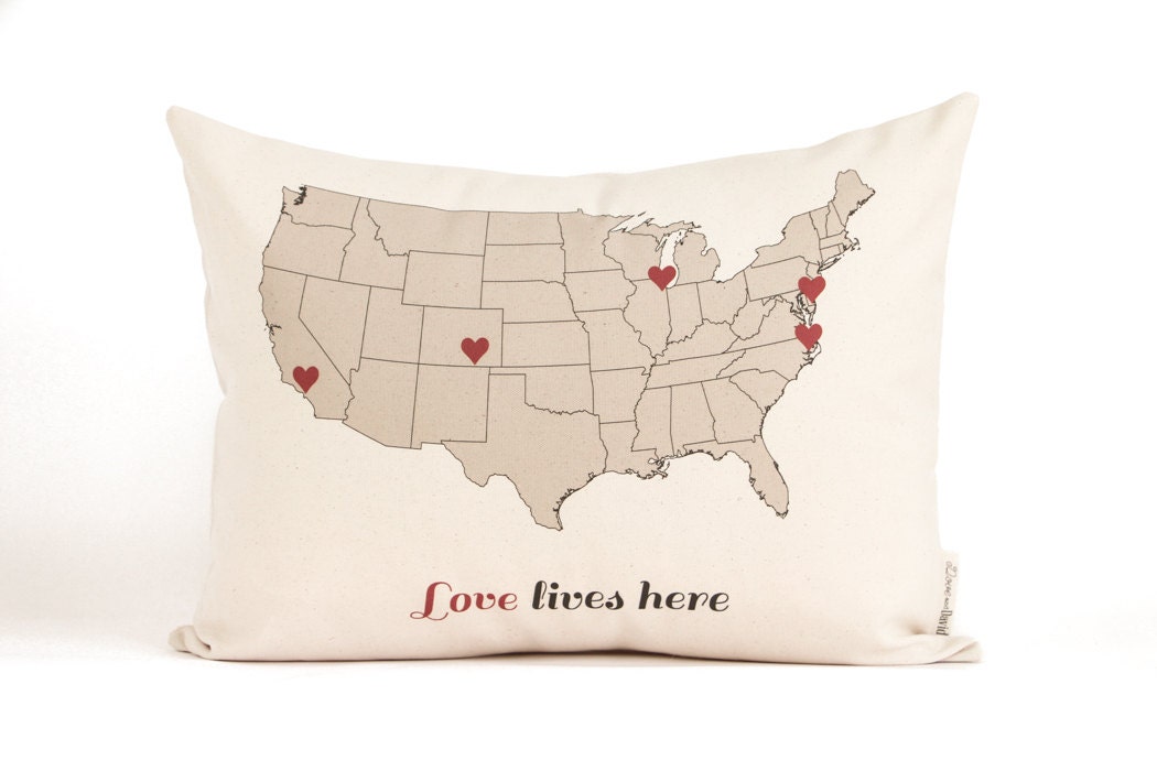 Personalized Map Pillow, Gift For Mom, Gift for Parents, Gift for her, Home Decor, Decorative Pillows