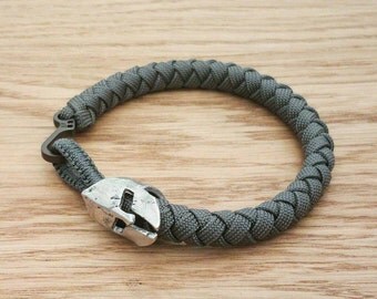 The Spartan - Custom Braided Paracord Bracelet - PGUK - Spartan Helmet Bead - 77 Colours - Mens Bracelet - EDC - Wristwear - Gift