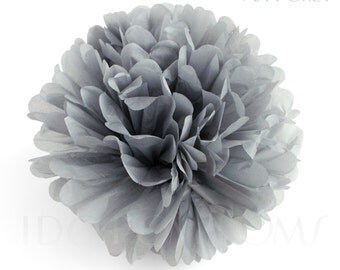 Ash Grey Tissue Paper Pom Poms - Wedding Party Decorations - Baby shower Decorations
