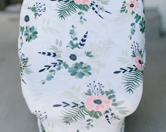 3-in-1 Stretchy Baby Nursing Cover, Car Seat Canopy, and Shopping Cart Cover (WINTER FLORAL)