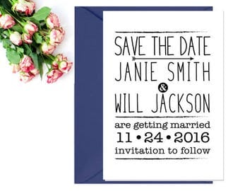 Wedding Save the Date Stamp - Save the Date Invitation Stamp - Save The Date Postcard Stamp - Rustic Wedding Stamp - Wedding Rubber Stamp